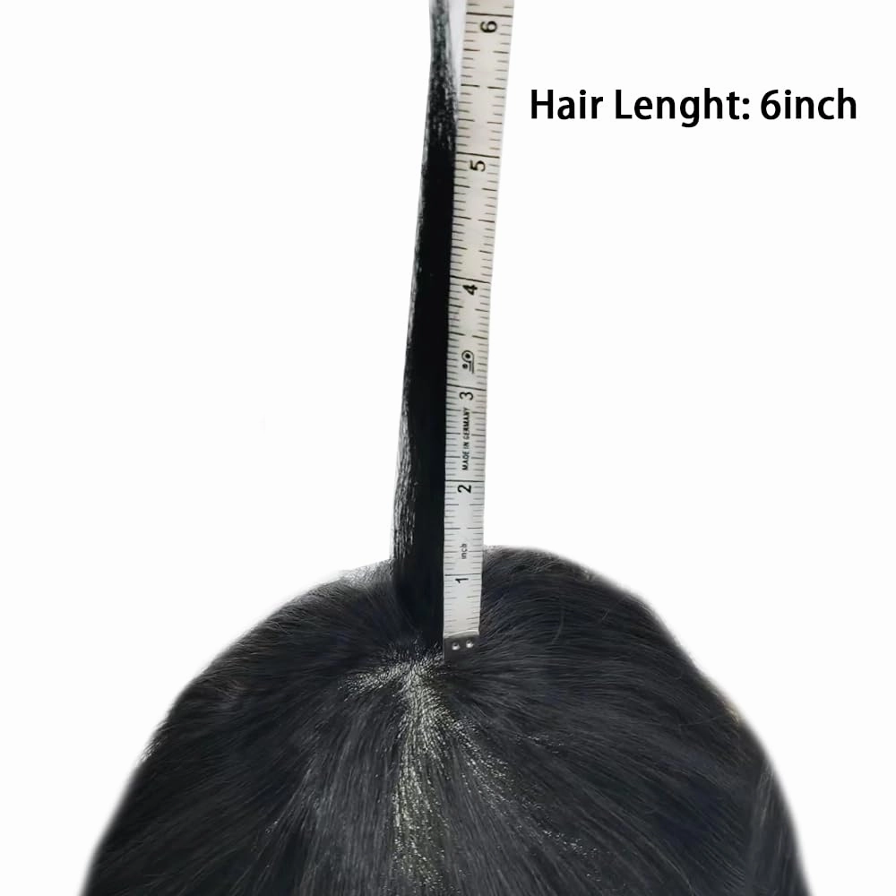 Toupee For Men Real Human Hair Men Toupee Hair Pieces For Men Thin Skin V-Looped Hair System For Men Natural Hairline Male Hair Prosthesis 8"x10"-90% Density, #1 JET BLACK