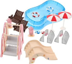 Toyvian 2 Sets Miniature Dollhouse Pool Amusement Set Furniture Accessories for Creative Play Versatile Compatibility for Various Dollhouse Designs Travel Friendly