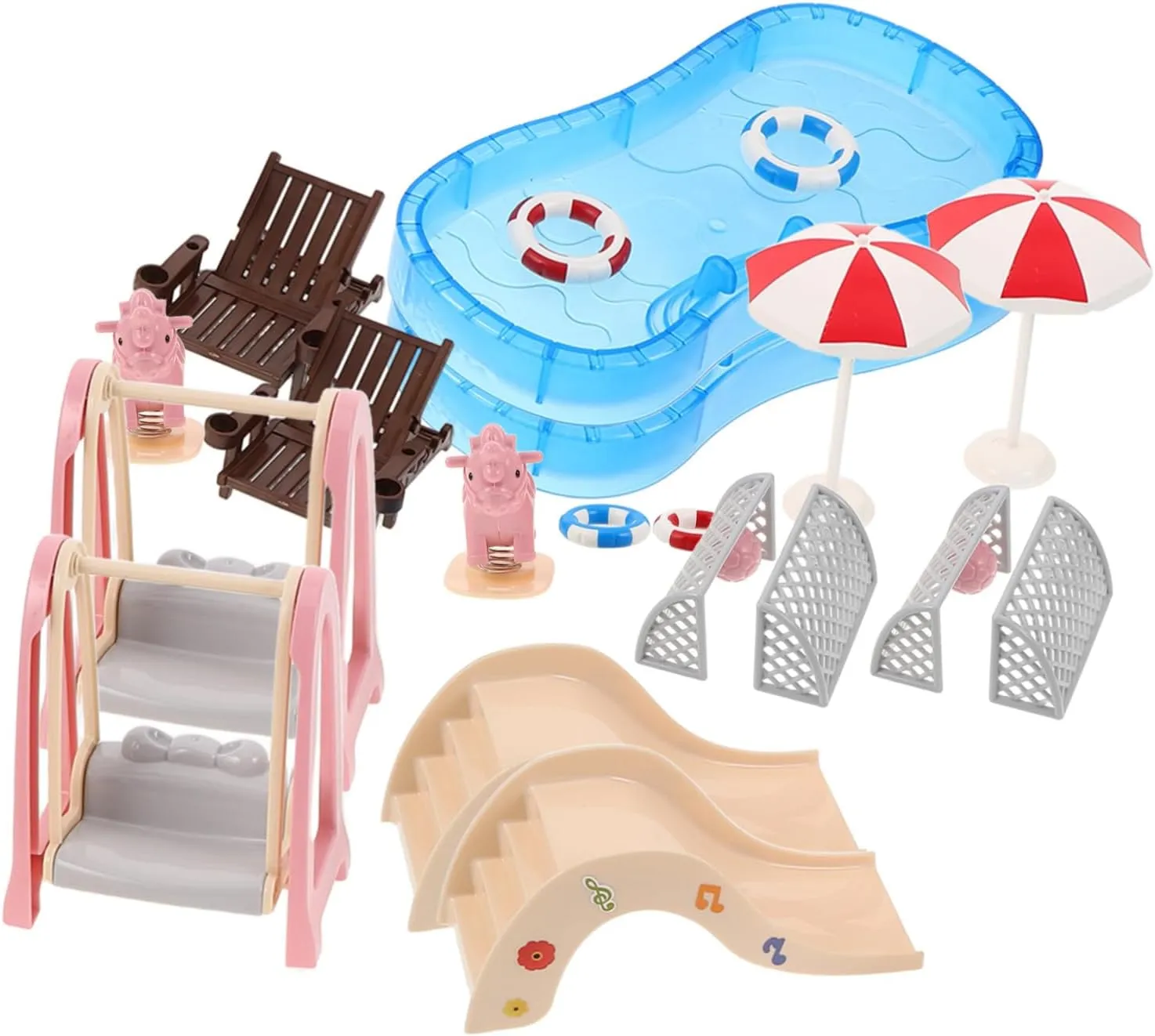 Toyvian 2 Sets Miniature Dollhouse Pool Amusement Set Furniture Accessories for Creative Play Versatile Compatibility for Various Dollhouse Designs Travel Friendly