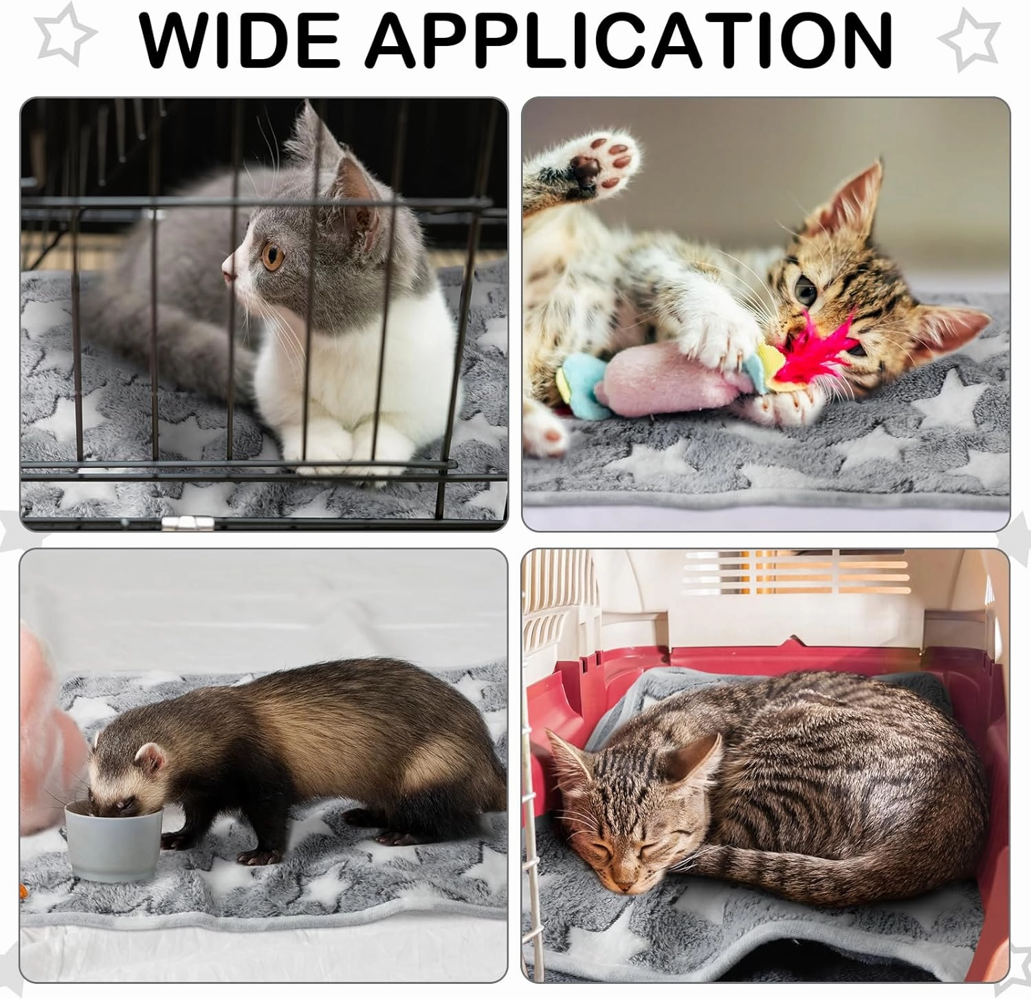 Tranqun 4 Pcs Waterproof Dog Blankets 30 x 21 Inch Washable Puppy Blankets for Small Dog Reusable Pet Pee Pad Soft Reversible Fleece Cat Blanket Sleep Floor Mat for Guinea Pig Cage Liners (Gray)