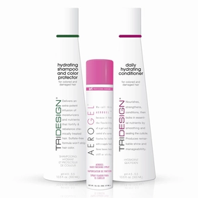 TRI Design Aerogel Hairspray 10.5 oz., Hydrating Shampoo 10.5 oz. and Daily Hydrating Conditioner 10.5 oz. - Color Safe Shampoo and Conditioner with Hairspray for Women and Men