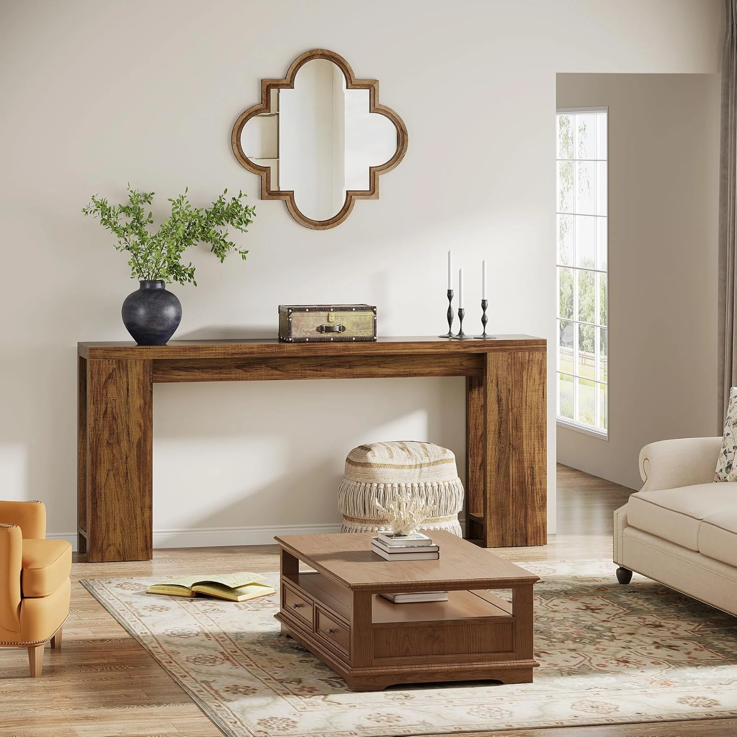 Tribesigns 70.9-Inch Extra Long Console Table, Farmhouse Wood Sofa Table Behind Couch, Narrow Entryway Accent Table for Living Room, Hallway, Entrance, Foyer, Dark Brown