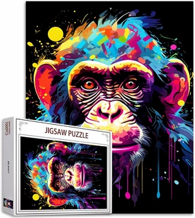Tucocoo Graffiti Monkey Jigsaw Puzzles for Adults 1000 Pieces, Cute Animals Cartoon Art Jigsaw Puzzle Colorful DIY Handwork Puzzles for Home Decoration Gifts, Family Puzzle Perfect for Game Nights