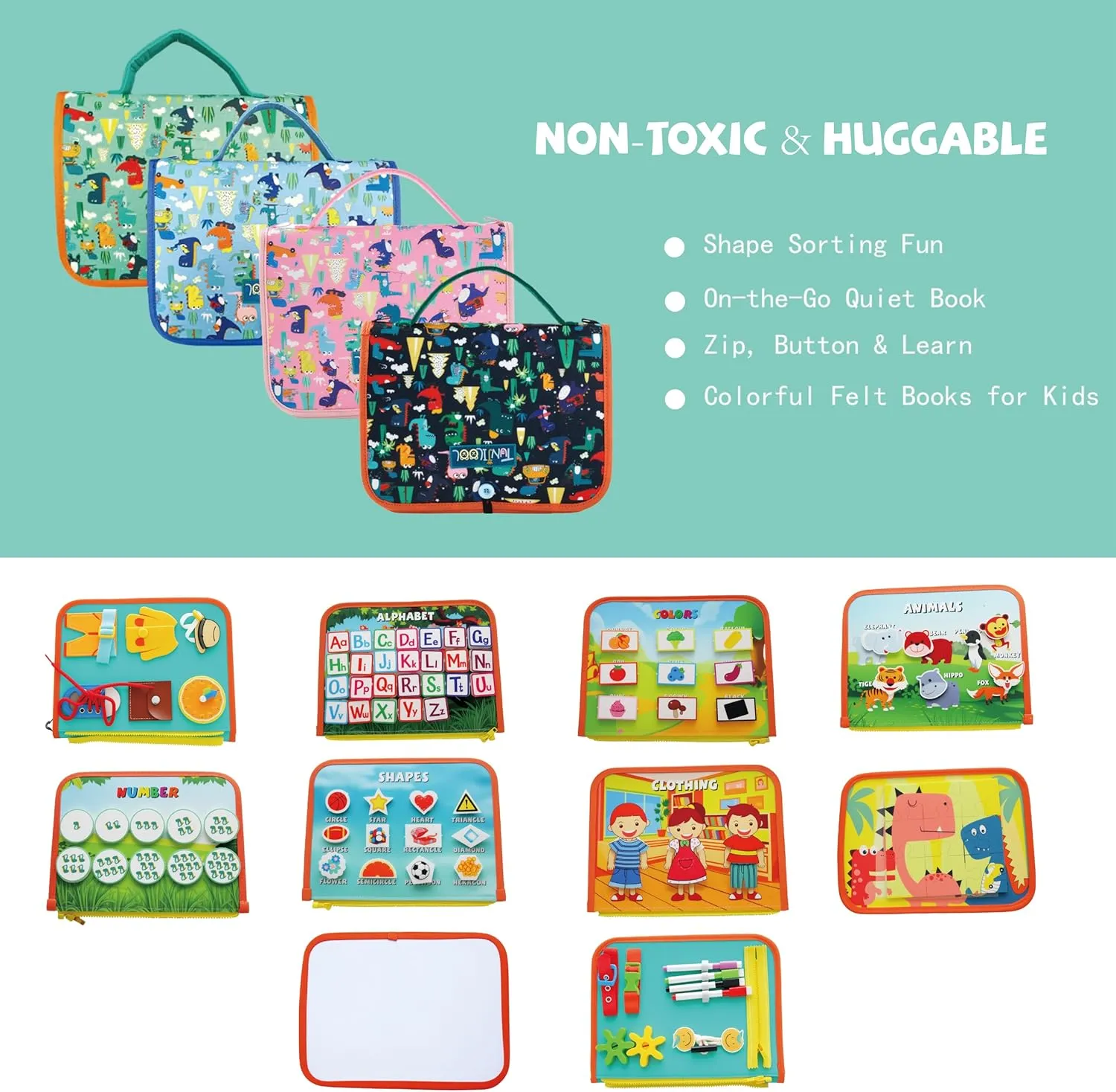 TUNJILOOL Montessori Toys for 3  Year Old Boy & Girl Sensory Toddlers Busy Board Book Learning & Education Toys Birthday Gifts Toddler Travel Activities Fine Motor Skills
