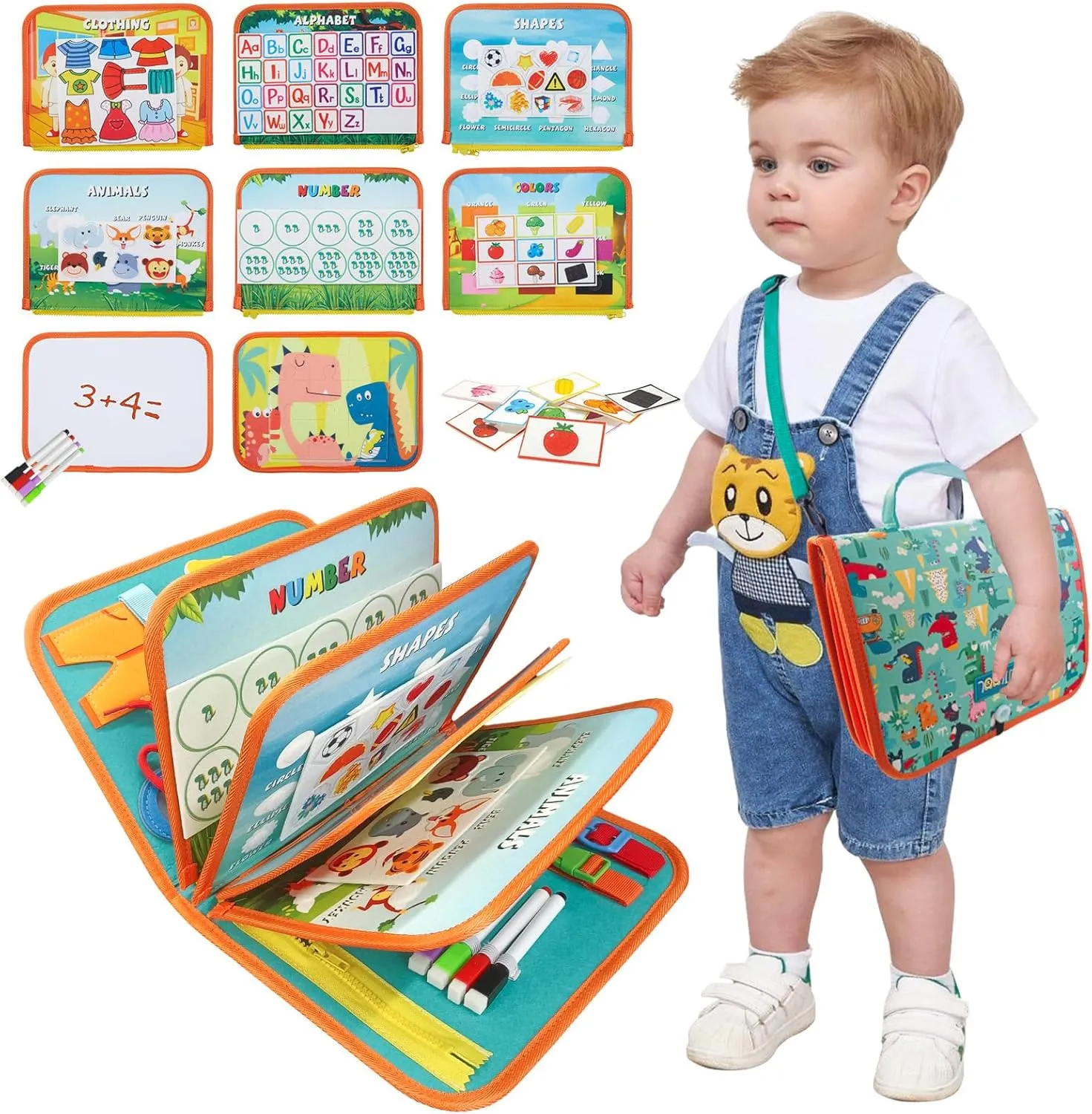 TUNJILOOL Montessori Toys for 3  Year Old Boy & Girl Sensory Toddlers Busy Board Book Learning & Education Toys Birthday Gifts Toddler Travel Activities Fine Motor Skills