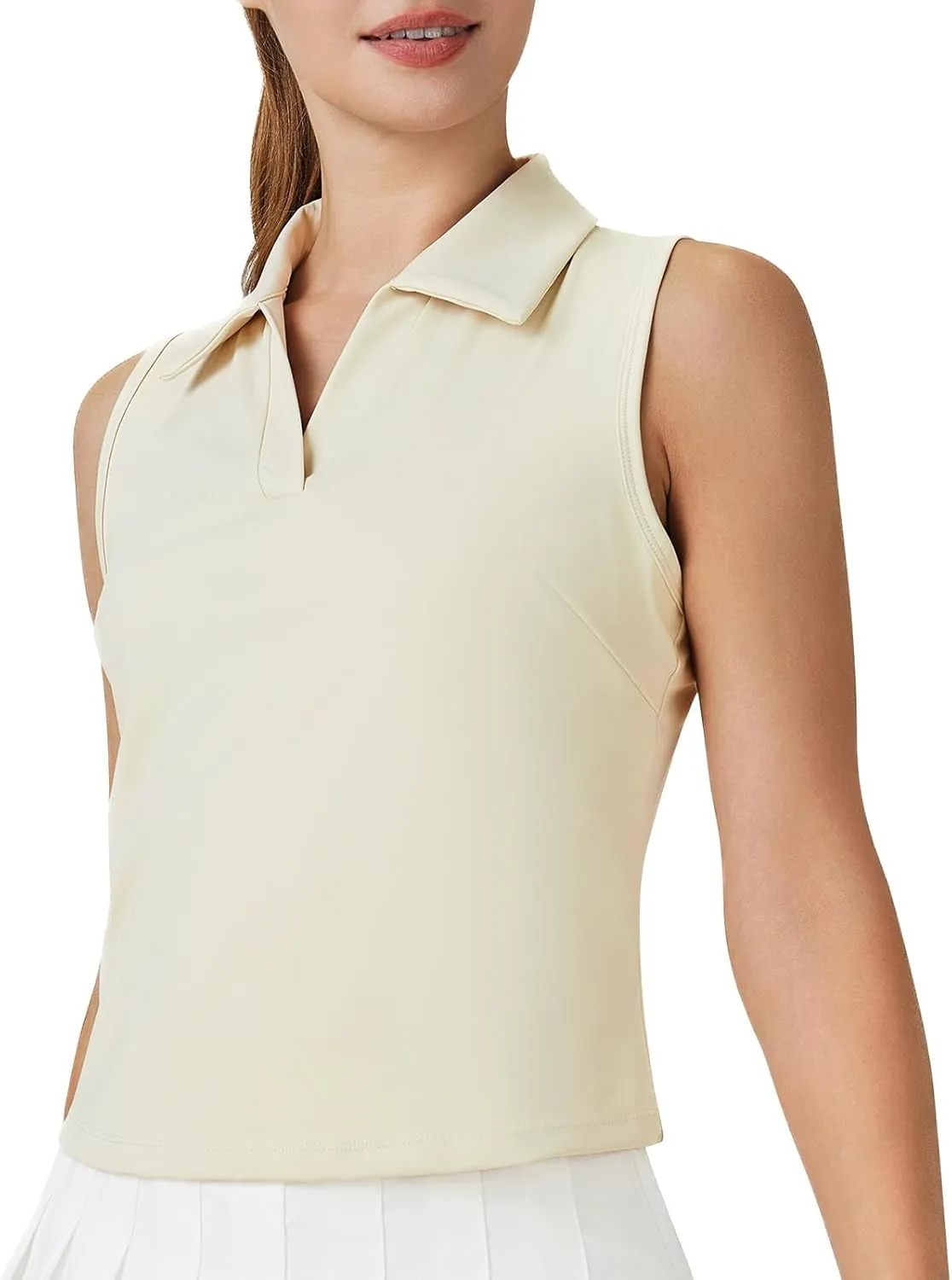 Turnhier Womens Sleeveless Golf Polo Shirts Quick Dry Collared V Neck Tennis Athletic Tank Tops