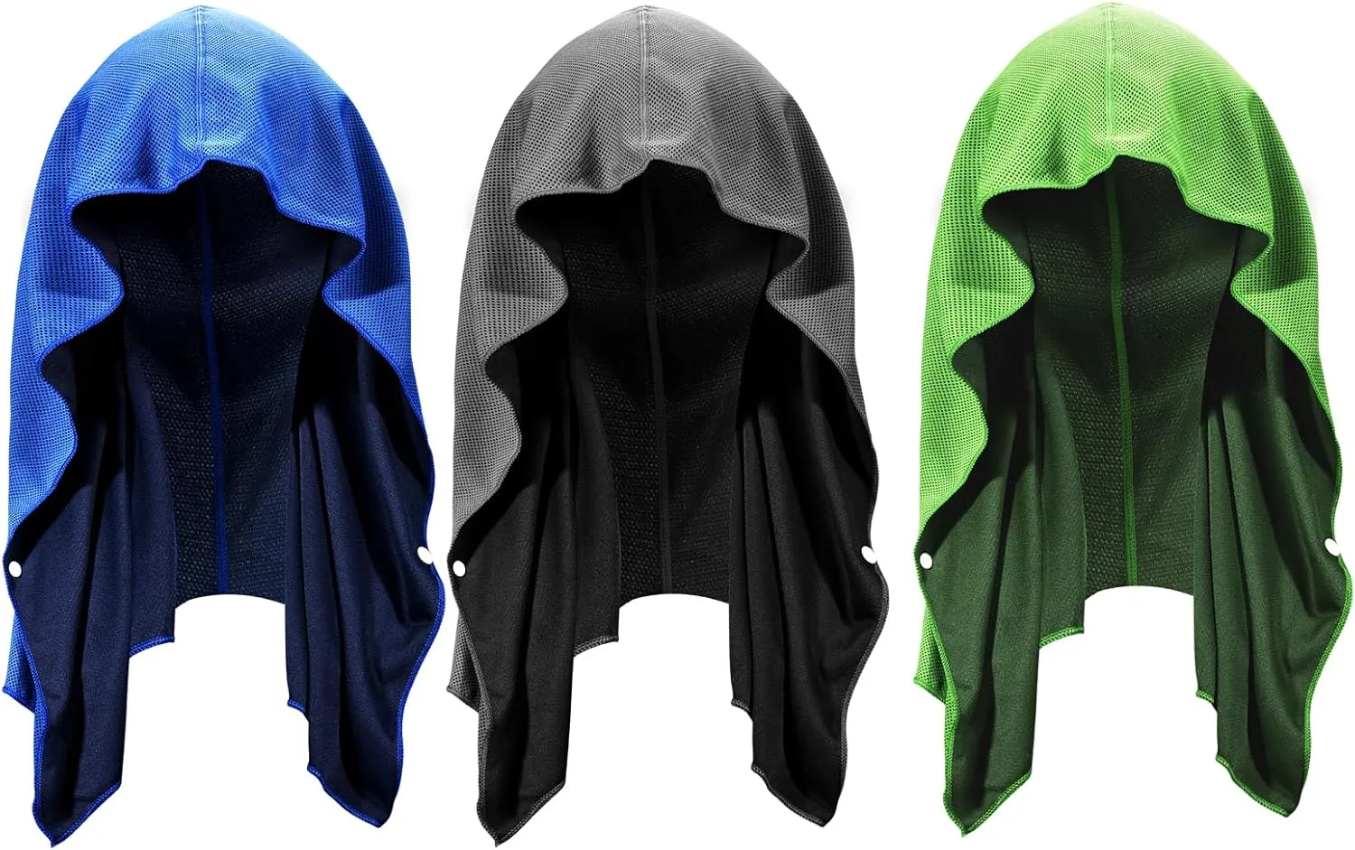 U-pick Cooling Towels Hoodie Towel for Hot Weather, Breathable Neck & Face UPF 50  Sun Protection, Sweat Towel for Travel, Beach, Camping, Cycling, Golf, Outdoor & More, 3 Packs