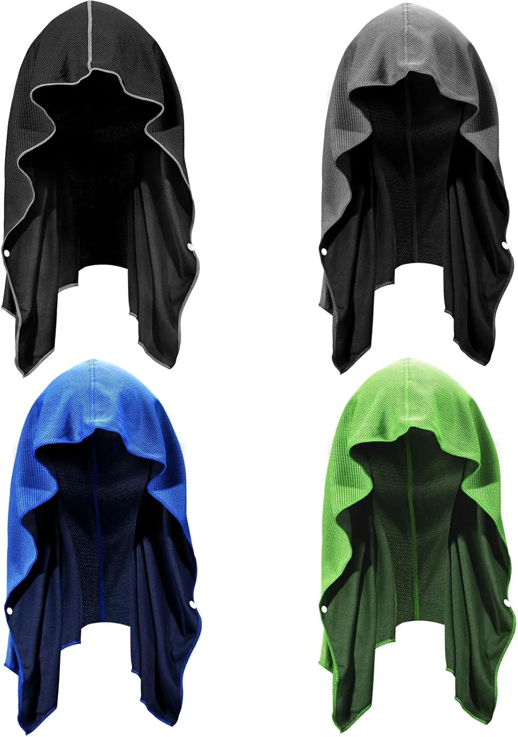 U-pick Cooling Towels Hoodie Towel for Hot Weather, Breathable Neck & Face UPF 50  Sun Protection, Sweat Towel for Travel, Beach, Camping, Cycling, Golf, Outdoor & More, 4 Packs