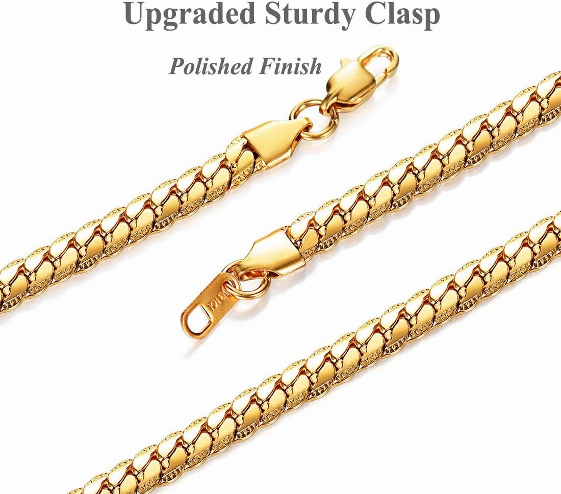 U7 Diamond Cut Miami Cuban Link Chain for Men Women Stainless Steel Curb Chain Necklace, Cool Hip Hop Jewelry Silver/Black/18K Gold Plated Chains, Width 3/6/9/12mm,18/20/22/24/26/28/30 Inch