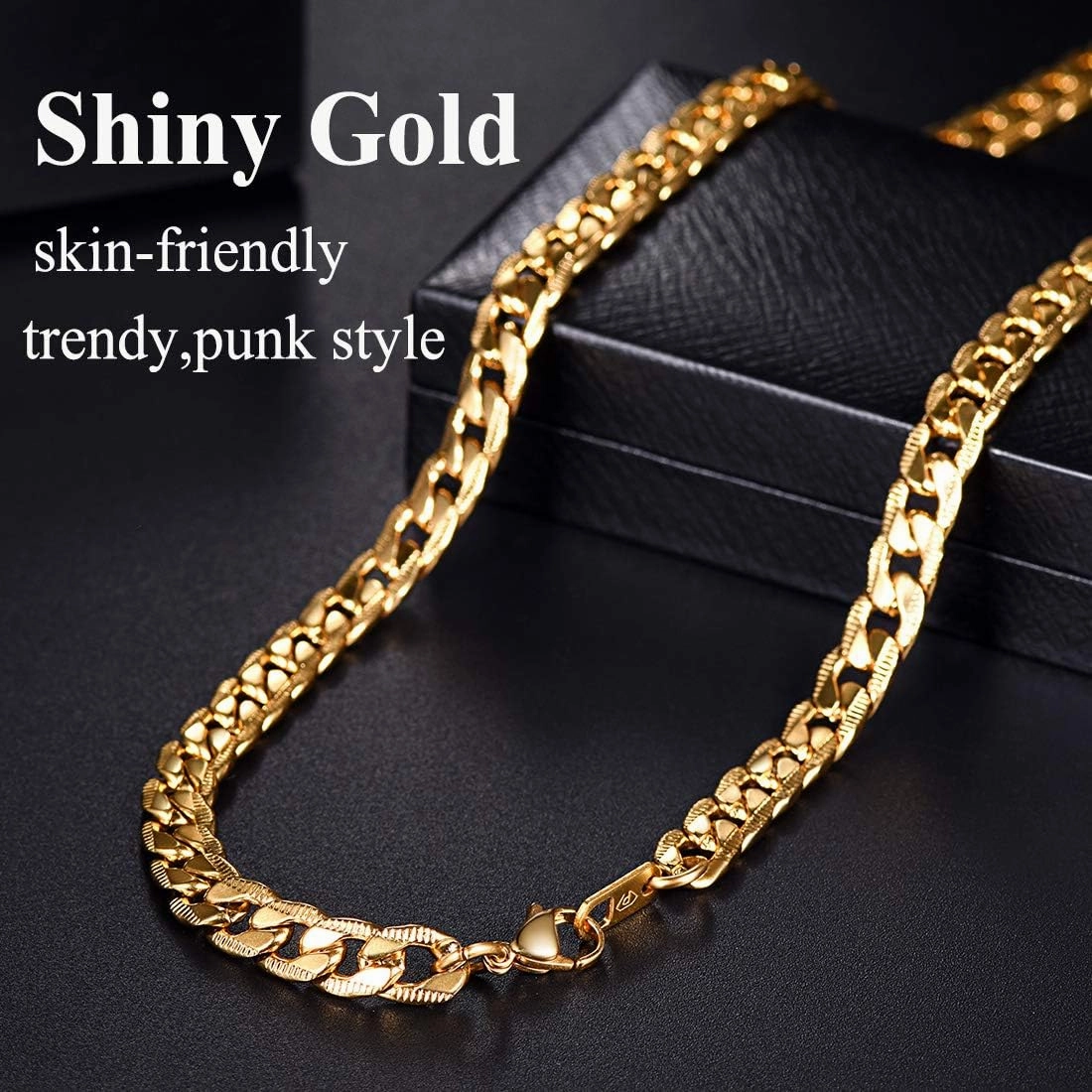 U7 Diamond Cut Miami Cuban Link Chain for Men Women Stainless Steel Curb Chain Necklace, Cool Hip Hop Jewelry Silver/Black/18K Gold Plated Chains, Width 3/6/9/12mm,18/20/22/24/26/28/30 Inch