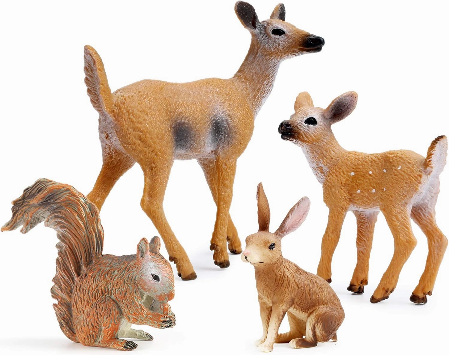 UANDME Forest Animals Figures, Woodland Creatures Figurines, Miniature Toys Cake Toppers (Deer Family, Fox, Rabbit, Squirrel)
