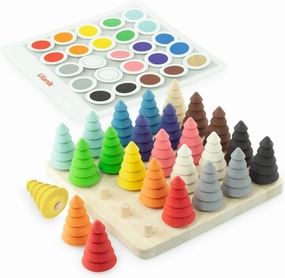 Ulanik Fir Trees on Board Toddler Montessori Toys for 3 Year Old   Kids Wooden Trees Game for Learning Color Sorting and Counting Preschool Education — 25 pcs