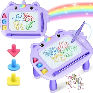 Unicorn Toddler Girl Toys Age 2-3, Magnetic Drawing Board, Portable Magna Kids Doodle Travel Essentials, Mess-Free Etch Sketch, Educational Toy for 2 3 4 Year Old Baby, Christmas Birthday Gifts