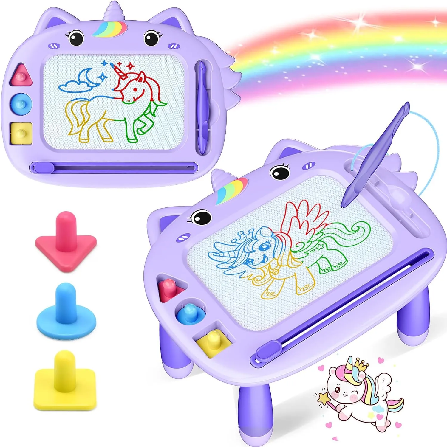 Unicorn Toddler Girl Toys Age 2-3, Magnetic Drawing Board, Portable Magna Kids Doodle Travel Essentials, Mess-Free Etch Sketch, Educational Toy for 2 3 4 Year Old Baby, Christmas Birthday Gifts