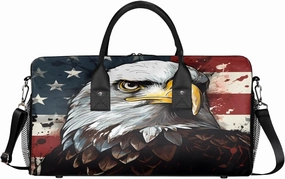 United States USA Flag Travel Duffle Bag for Women Men Foldable Waterproof Weekender Bag Carry on Tote for Overnight Sports Gym American Eagles