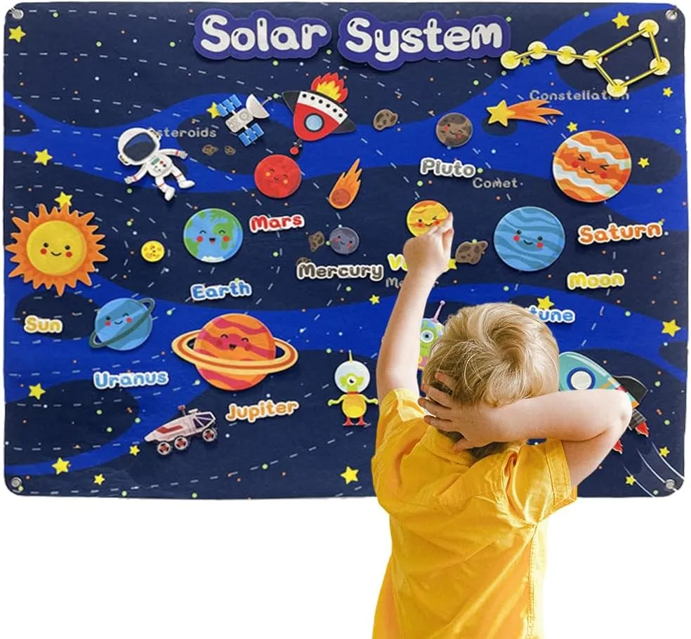 Universe Felt Story Board Set,Preschool Educational Flannel Play Mat,Planets Alien Galaxy Reusable Interactive Early Learning and Storytelling Kit Wall Hanging Gift for Toddlers Boys Girls (Universe)