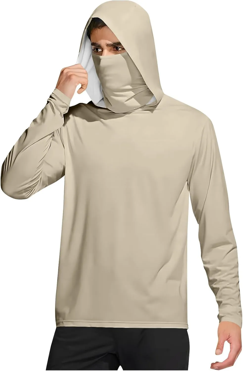 UPF 50  Sun Hoodie for Men with Mask Sun Protection Fishing Hoodie Lightweight Comfy Long Sleeve UV Rash Guard