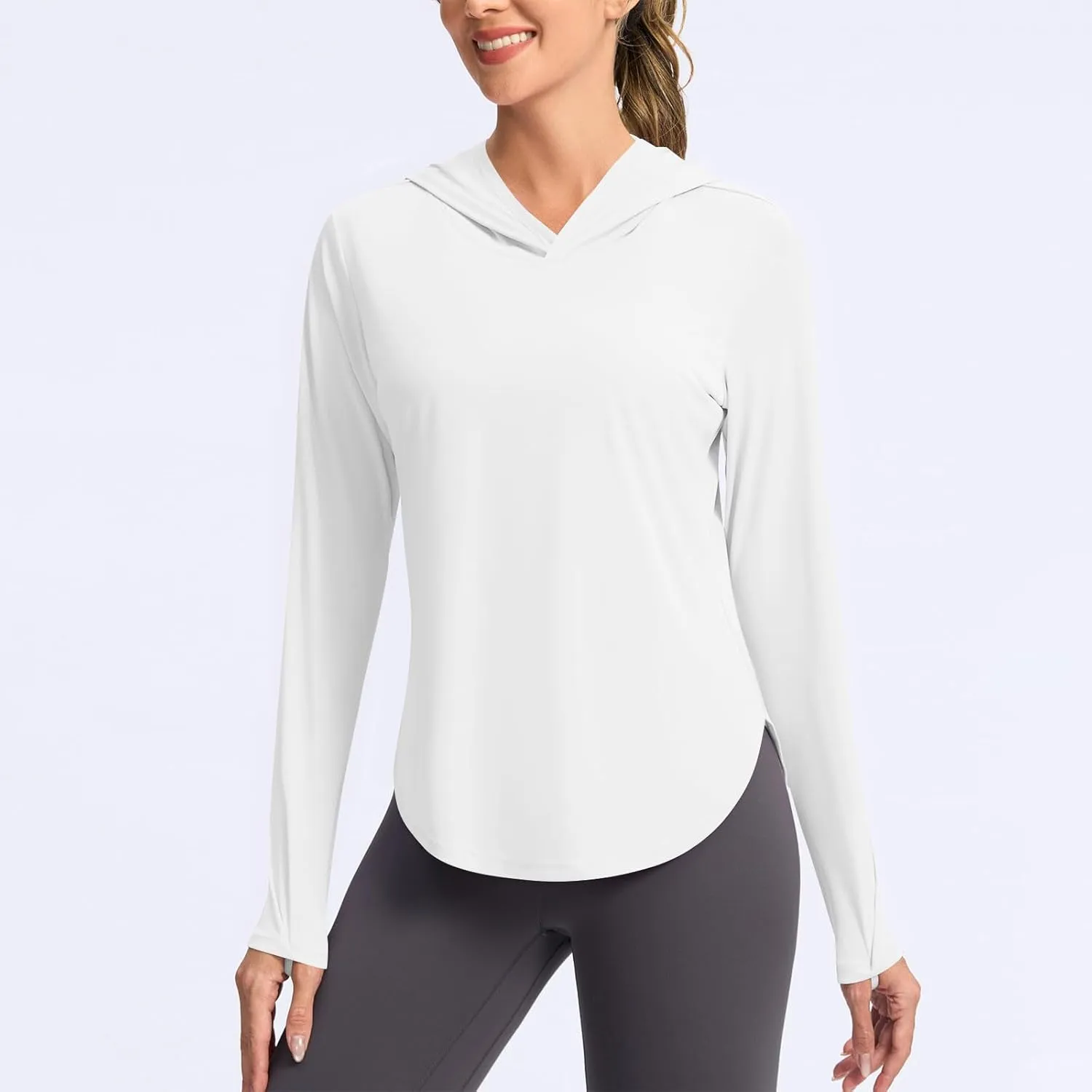 UPF 50  Women's Sun Shirt UV Protection Hoodie Lightweight Breathable Long Sleeve Outdoor Rash Guard Hooded T-Shirt