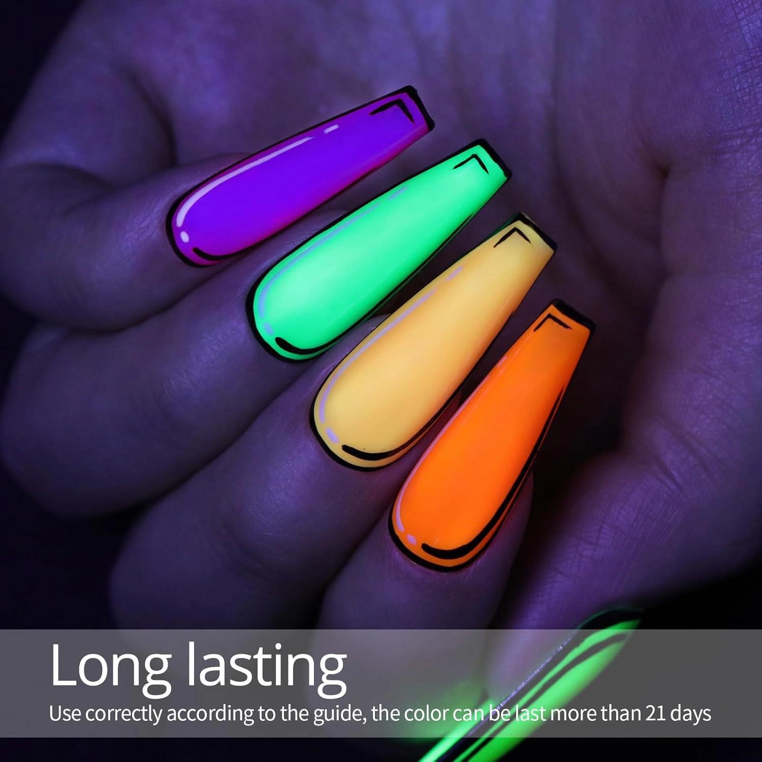 UR SUGAR Glow in the Dark Gel Nail Polish Set, 12 Colors Halloween Neon Hot Pink Yellow Orange Bright Luminous Gel Polish Set Fluorescent Glow in Dark Effect Soak Off Nail Polish Kit for Party Nail