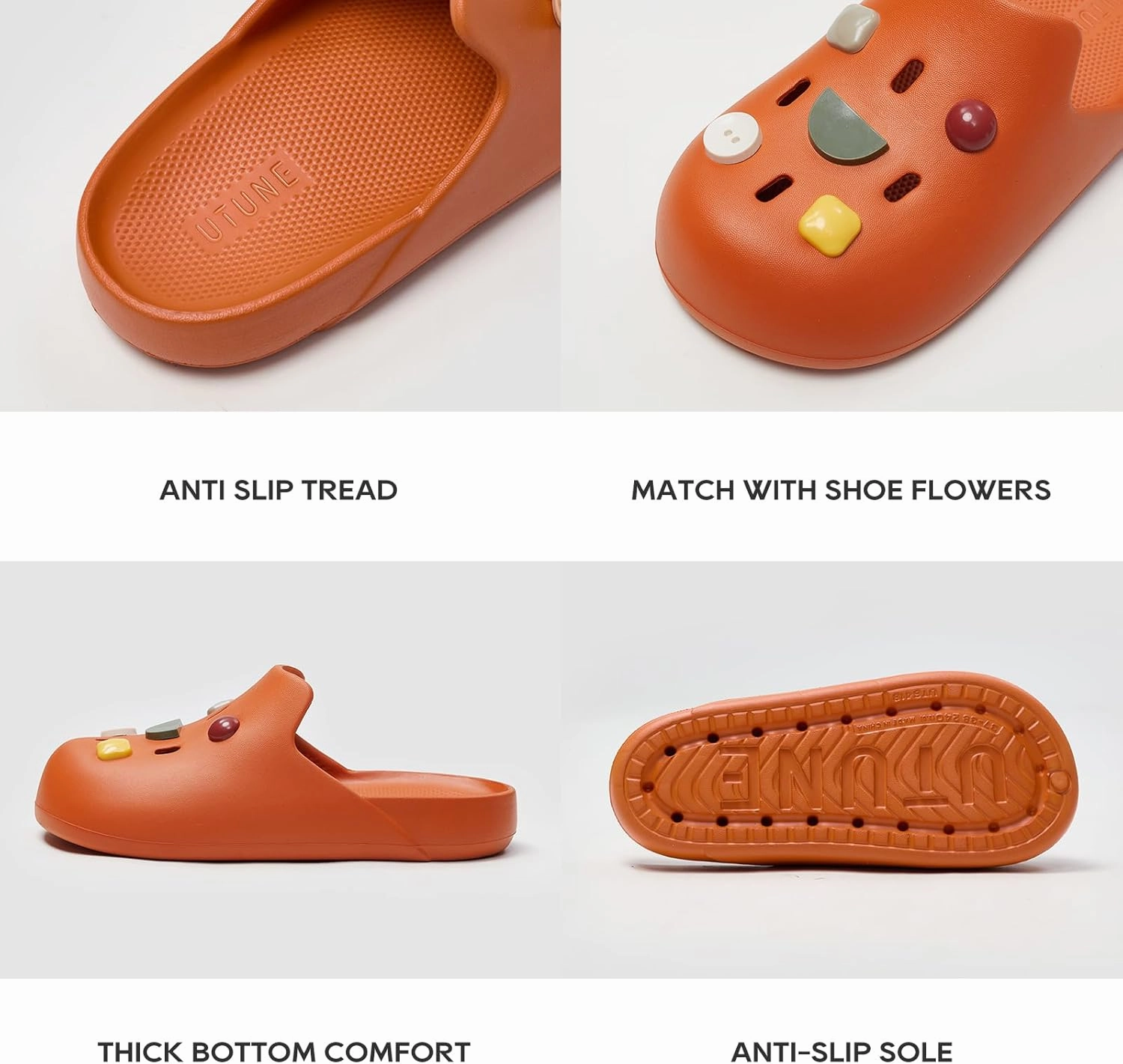 utune Cute Platform Clogs for Women Summer Garden Shoes Men Beach Pool Sandals House Slippers Bathroom Water Shoes Thick Sole Non Slip Clogs Slippers