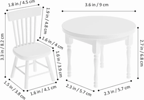 Vaguelly 1 Set Dollhouse Dining Table and 2 Chairs,1/12 Scale Miniature Table Chair Set,Wooden Dollhouse Kitchen Furnitures Miniature Table Chairs Dollhouse Table and Chairs