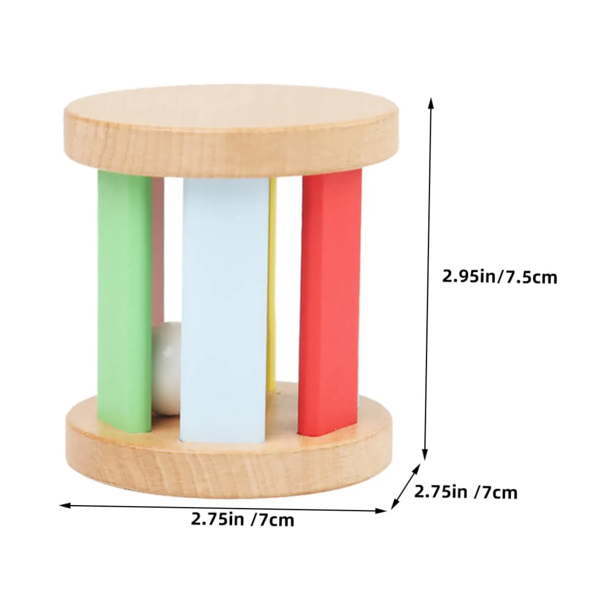 VANZACK Wooden Roller Rattle for Boy Girl Sensory Shaker Instrument for Newborns Educational Hand Rattle for Development for Indoor