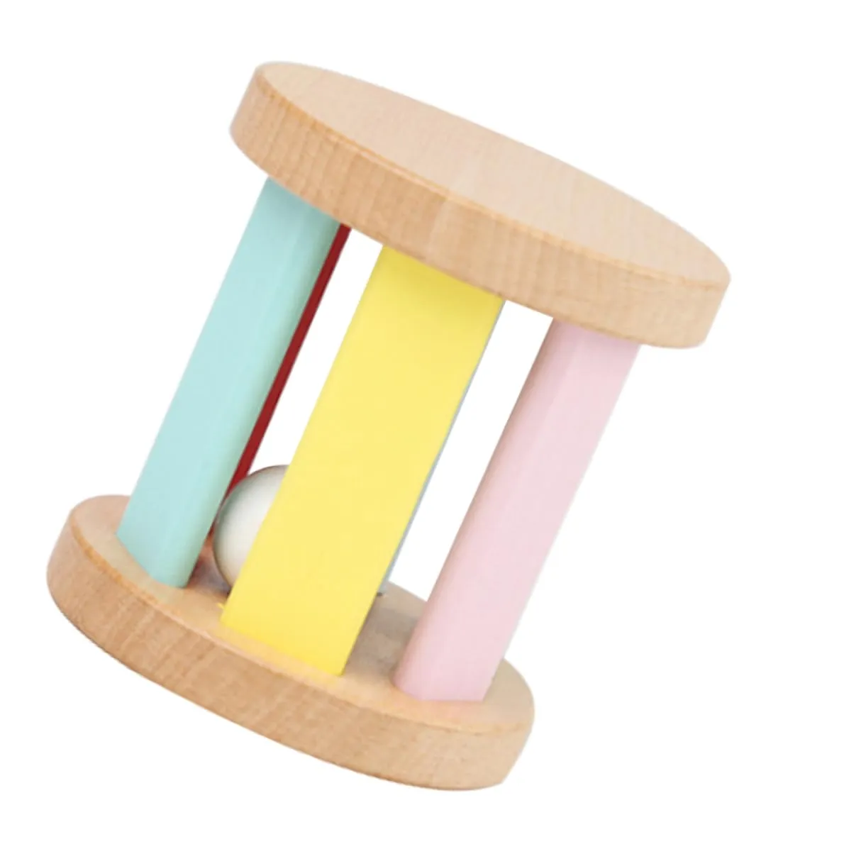 VANZACK Wooden Roller Rattle for Boy Girl Sensory Shaker Instrument for Newborns Educational Hand Rattle for Development for Indoor