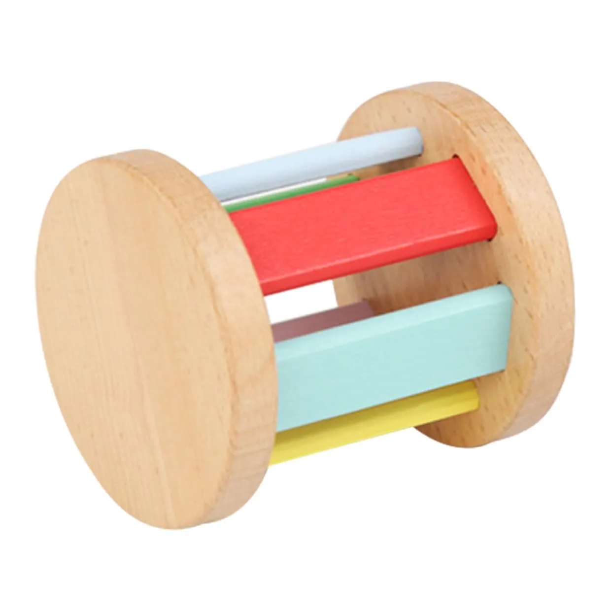VANZACK Wooden Roller Rattle for Boy Girl Sensory Shaker Instrument for Newborns Educational Hand Rattle for Development for Indoor