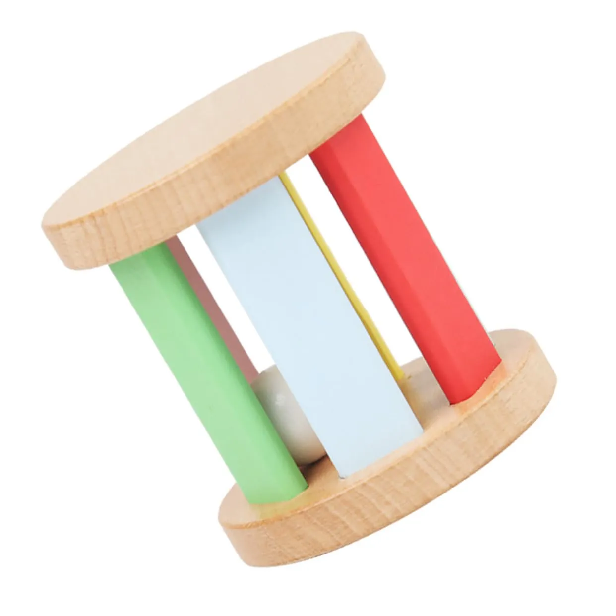 VANZACK Wooden Roller Rattle for Boy Girl Sensory Shaker Instrument for Newborns Educational Hand Rattle for Development for Indoor