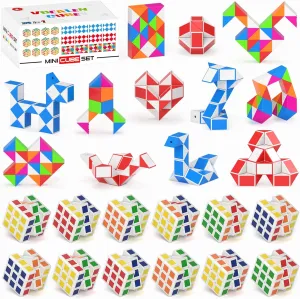 Vdealen 48 Pack Mini Cube&Fidget Snake Cube Puzzle Party Favors for Kids, School Rewards&Classroom Prize for Students, Goodie Bag Stocking Stuffers, Gift for Birthday Valentine Easter Christmas
