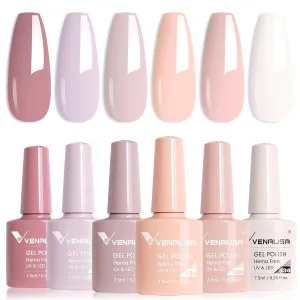 VENALISA Nude Gel Nail Polish Set, 6 Colors Nude Pink Gel Polish UV Gel Soak Off For Nail Salon DIY Home Manicure