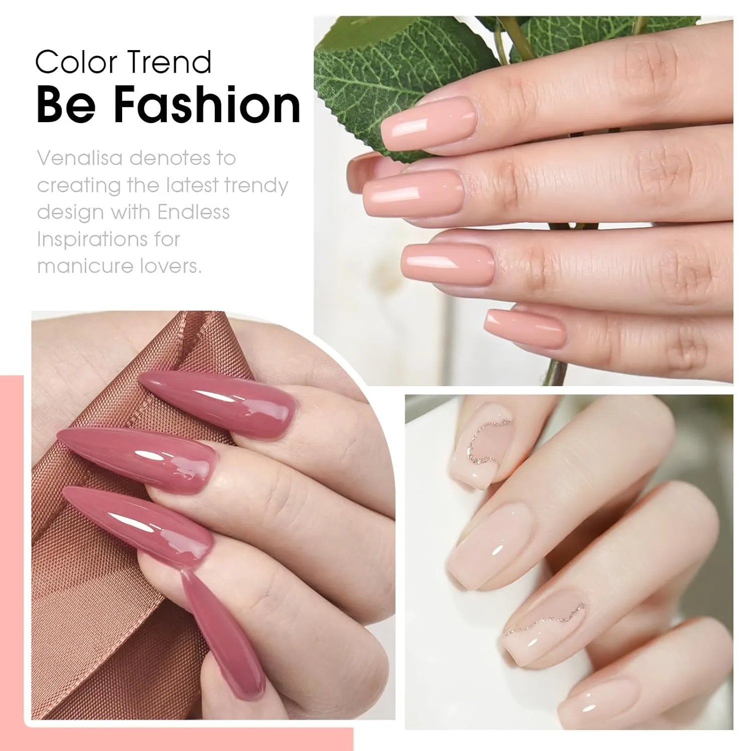 VENALISA Nude Gel Nail Polish Set, 6 Colors Nude Pink Gel Polish UV Gel Soak Off For Nail Salon DIY Home Manicure