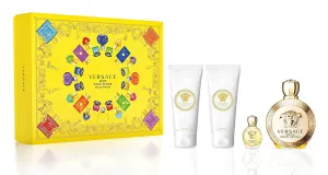 Versace Eros Pour Femme 4 Piece Gift Set for Women (Eau De Parfum Spray   Body Lotion   Shower Gel) 3.4 Ounce Each   0.17 Ounce Mini Spray