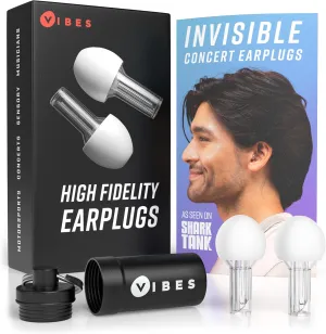 VIBES High Fidelity Concert Ear Plugs - Reusable Noise Reduction Earplugs for Loud Music, Musicians, Raves, Noise Sensitivity, Motorcycles, Airplanes, and Work - Clear