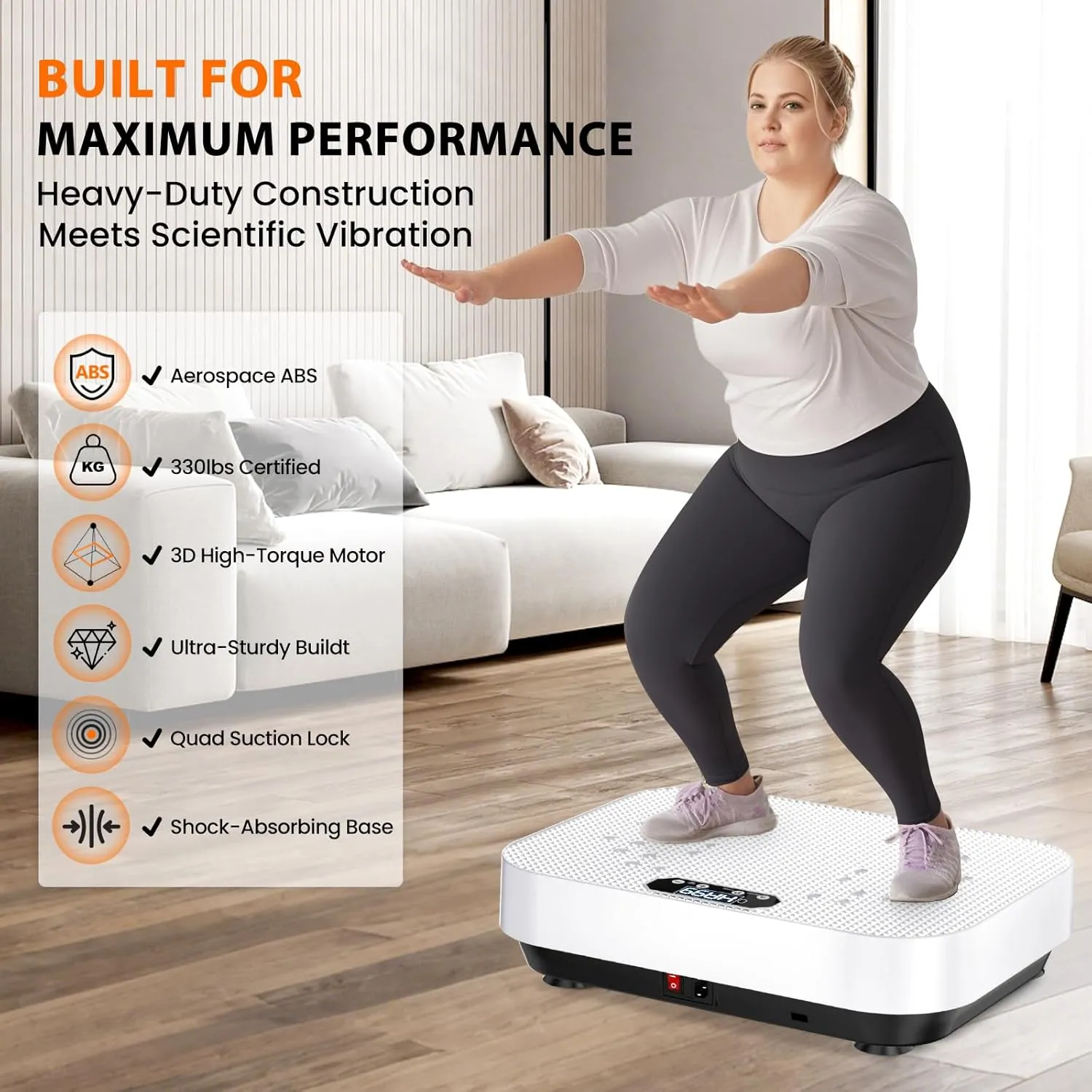 Vibration Plate Exercise Machine, 2025 Upgraded Fitness Vibrating Lymphatic Drainage Full Body Workout Shaker for Weight Loss, Featuring a 330 Lbs Capacity Vibrate Fitness Platform with 8 Modes