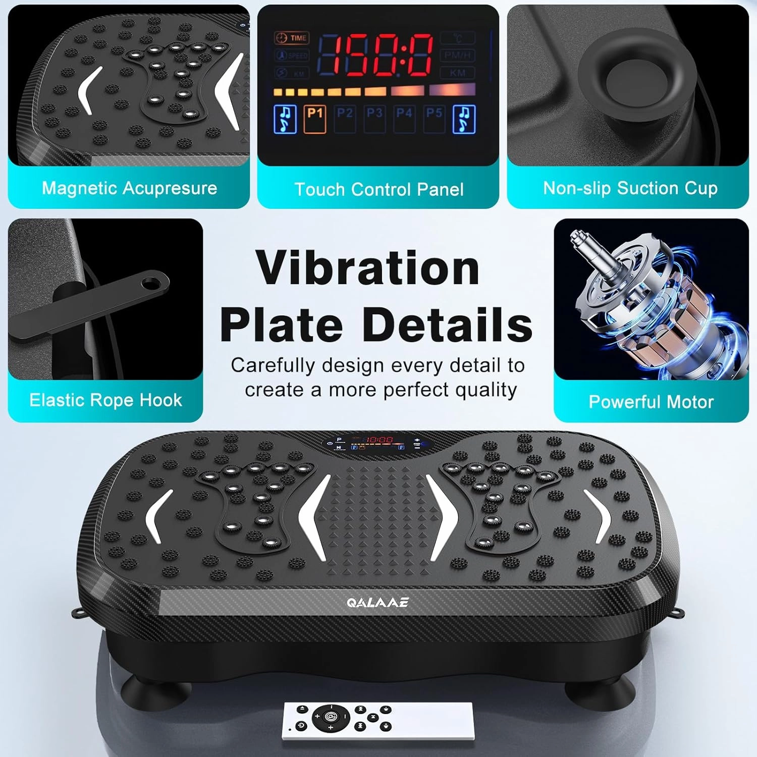 Vibration Plate Exercise Machine, Carbon Fibre Vibration Plate for Lymphatic Drainage,Vibrating Plate for 150-Speed Adjustable with 450 lbs Capacity Full Body Workout Home Gym Equipment (Men & Women)