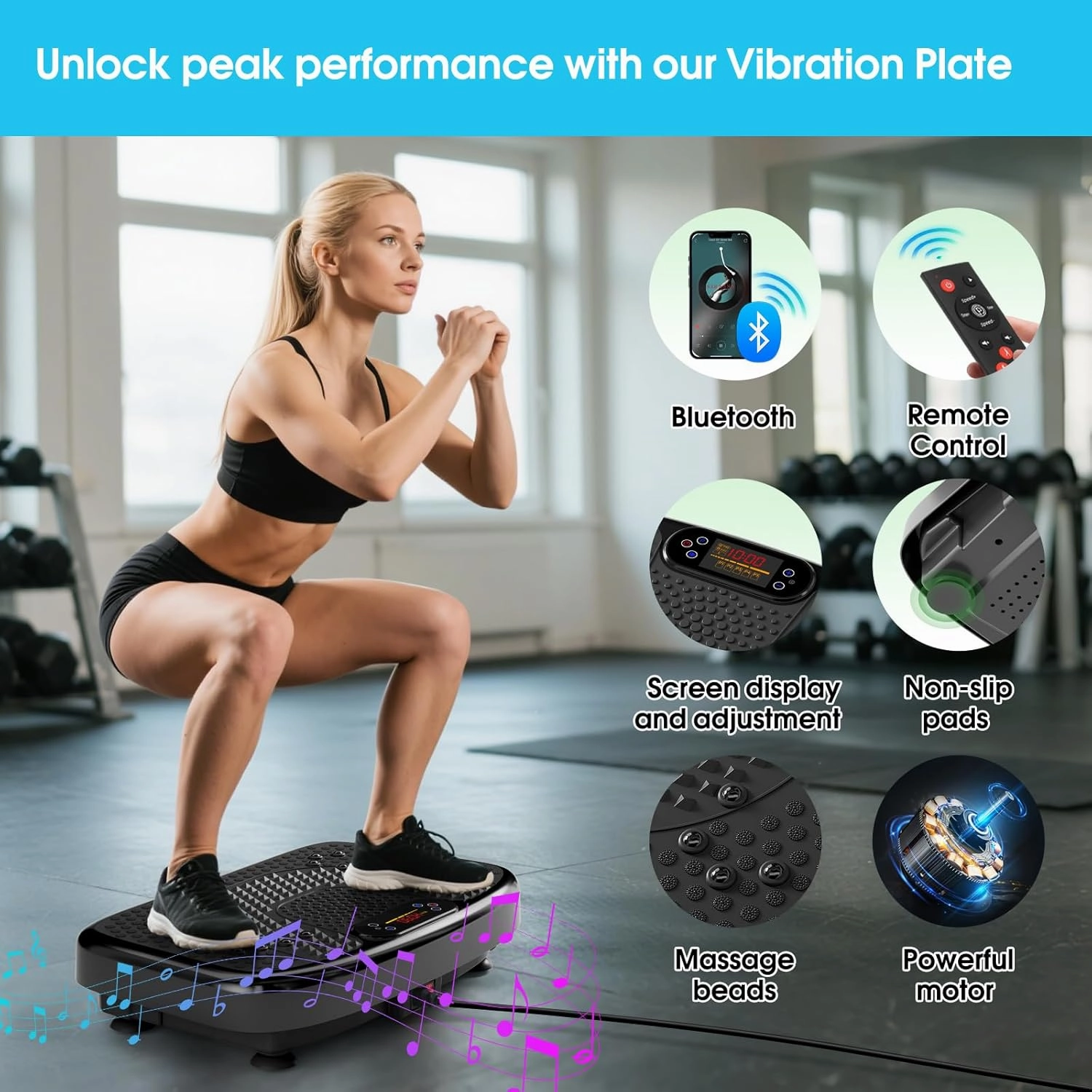Vibration Plate Exercise Machine for Lymphatic Drainage,Softgym Power Vibrate Stand Shake Board 400 Lbs Capacity Whole Body Workout Waver with Fitness Resistance Bands Weight Loss Gifts for Women Men