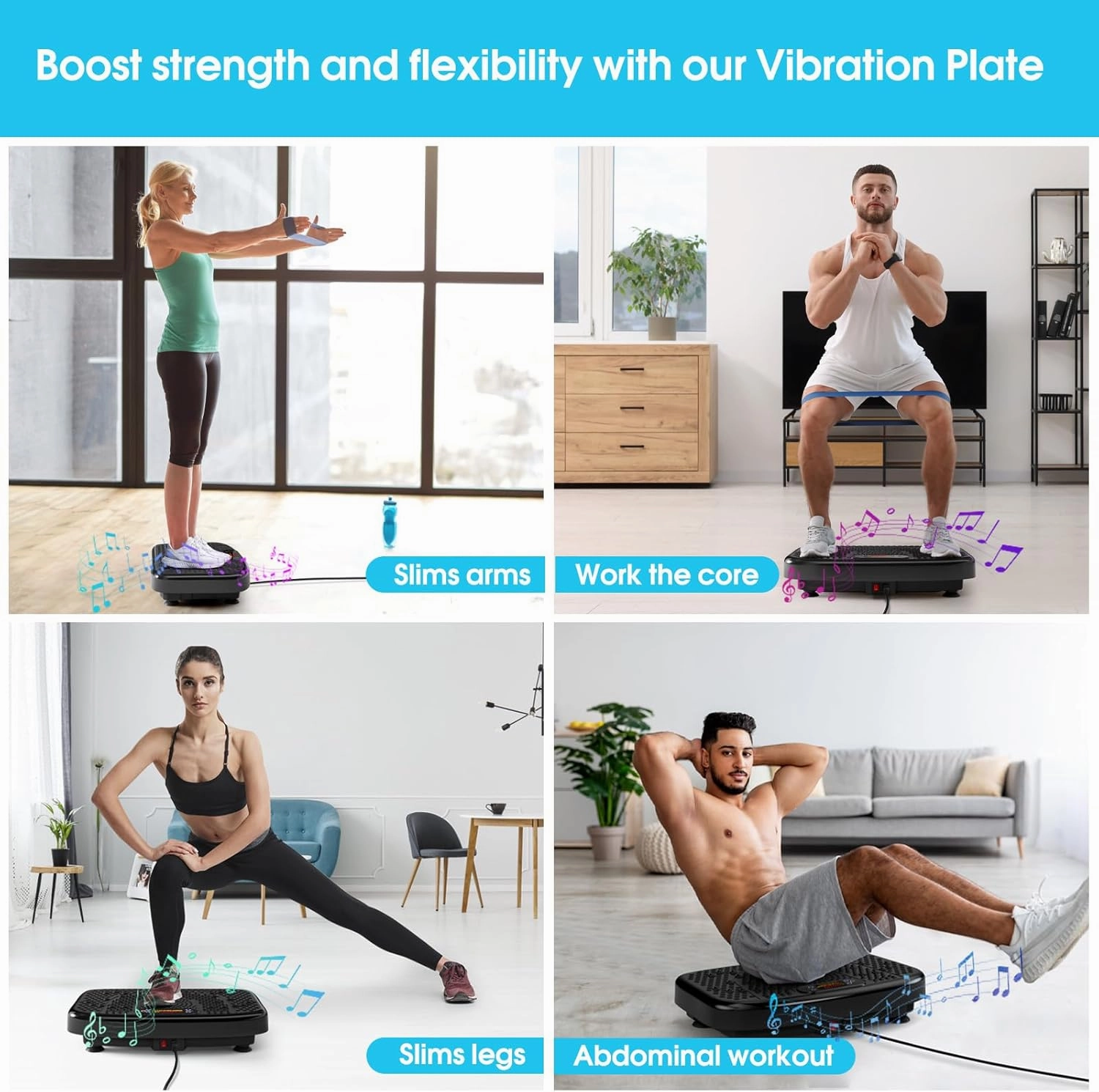 Vibration Plate Exercise Machine for Lymphatic Drainage,Softgym Power Vibrate Stand Shake Board 400 Lbs Capacity Whole Body Workout Waver with Fitness Resistance Bands Weight Loss Gifts for Women Men