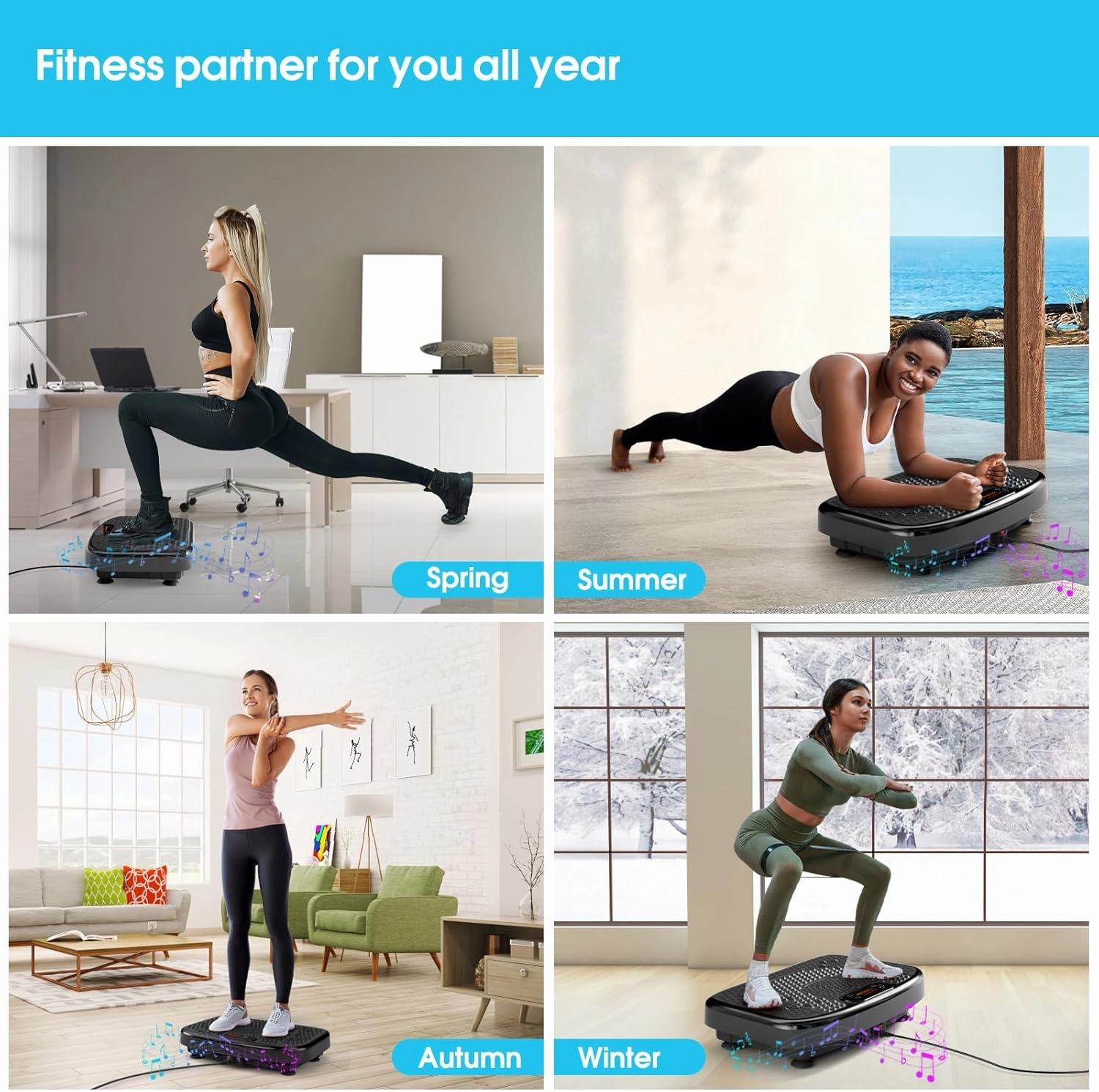 Vibration Plate Exercise Machine for Lymphatic Drainage,Softgym Power Vibrate Stand Shake Board 400 Lbs Capacity Whole Body Workout Waver with Fitness Resistance Bands Weight Loss Gifts for Women Men
