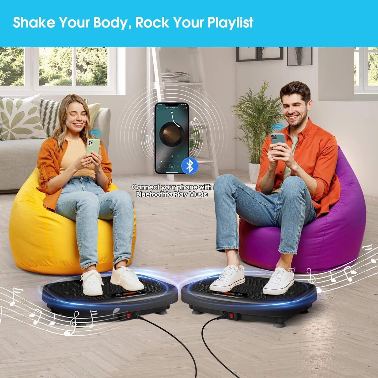 Vibration Plate Exercise Machine for Lymphatic Drainage,Softgym Power Vibrate Stand Shake Board 400 Lbs Capacity Whole Body Workout Waver with Fitness Resistance Bands Weight Loss Gifts for Women Men