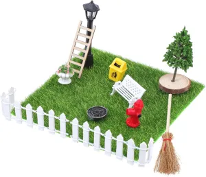 VICASKY Mini Plastic Crafts Miniature Landscape Decor for Doll House Realistic Fairy Garden Sets DIY Mini Courtyard Scene Layout