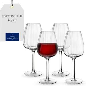 Villeroy & Boch Rose Garden Red Wine Goblet, Set of 4, 6.75 oz, Crystal Glass, Transparent