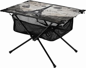 Vintage Eiffel Tower Portable Folding Camping Table, Compact Lightweight Beach Table with Carrying Bag for Outdoor Picnics, BBQs, Camp