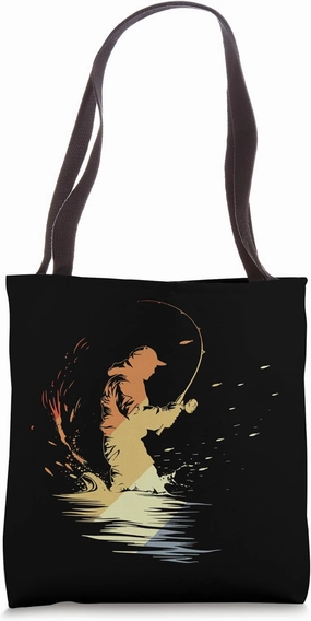 Vintage Fishing Guy Graphic Angler Tote Bag