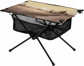 Vintage Style Country Portable Folding Camping Table, Compact Lightweight Beach Table with Carrying Bag for Outdoor Picnics, BBQs, Camp
