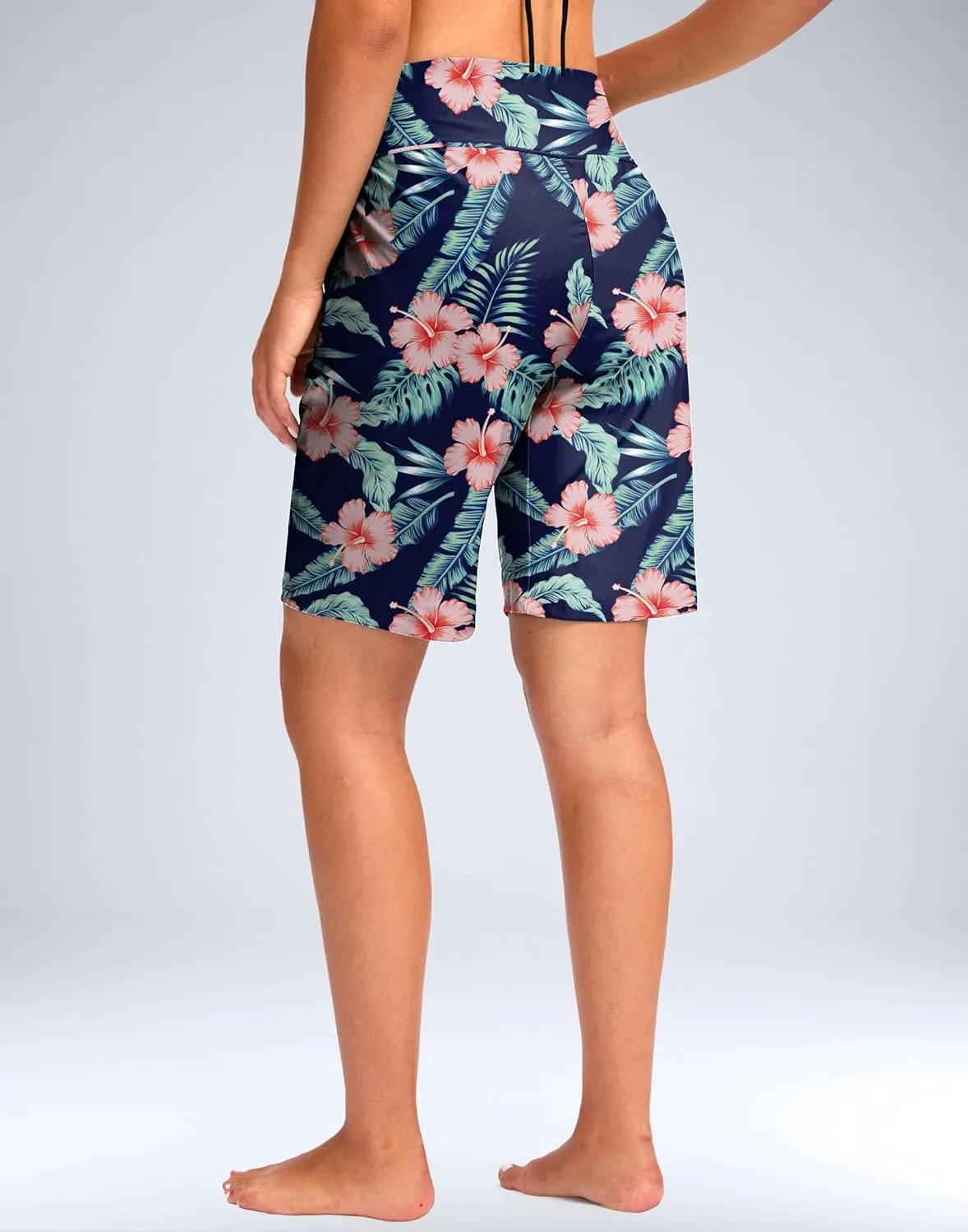 Viodia Women's 9" Long Swim Shorts Modest Swimsuits Bathing Suit Knee Length Bermuda Board Shorts for Women with Pocket
