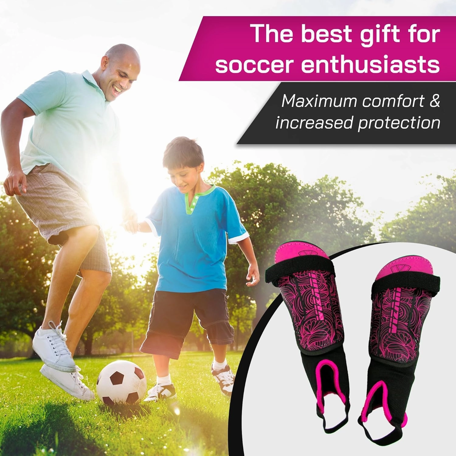 Vizari Cali Soccer Shin Guards for Kids & Adults with Ankle Protection | Lightweight Soccer Shin Guards with Non-Slip Adjustable Straps