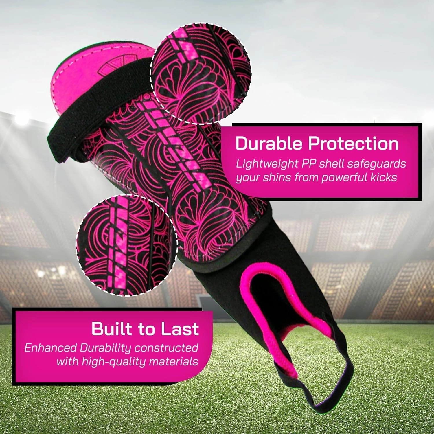 Vizari Cali Soccer Shin Guards for Kids & Adults with Ankle Protection | Lightweight Soccer Shin Guards with Non-Slip Adjustable Straps