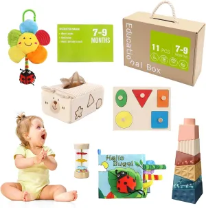 vocheer Stacking Toys for Babies 6-12 Months, 6 in 1 Montessori Toys 7-9 Months Brain Development, Infant Tummy Time Sensory Toy, Early Education Babies Toy Kit Gift