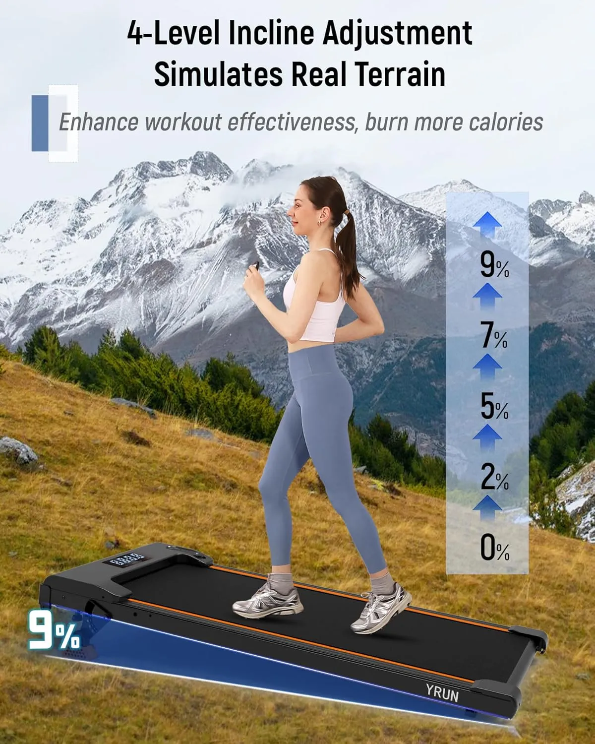 Walking Pad Under Desk Treadmill, 2.5HP Quiet Brushless Small Treadmill for Home and Office, Compact Portable Walking pad with Remote & App Control for Walking and Jogging
